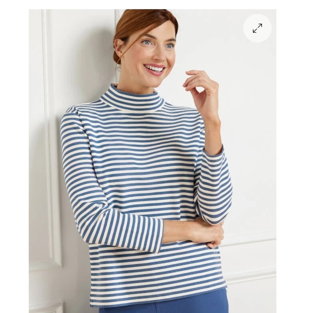 NWT‎ Talbot's Plus 2X Ultraknit Zip Back Chest Pocket Top Stripe Preppy Classic